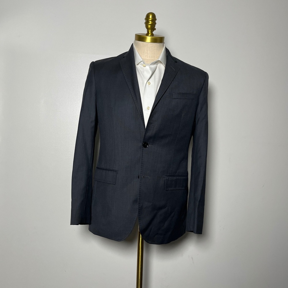Ted Baker Blazer Mens 38R Charcoal Gray Solid 100% Wool Endurance Jacket‎